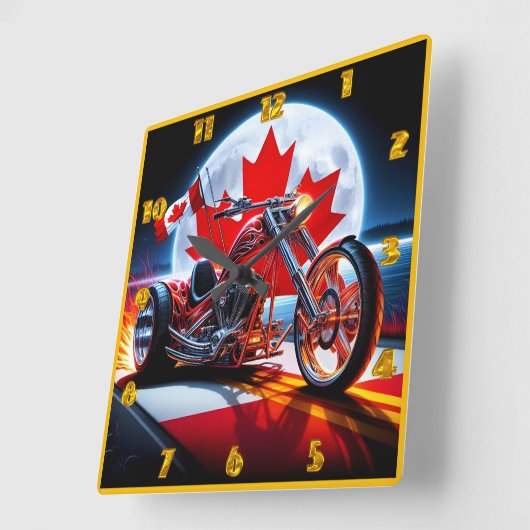 満月はっきりした下のカナダのチョッパー スクエア壁時計 (傾斜)