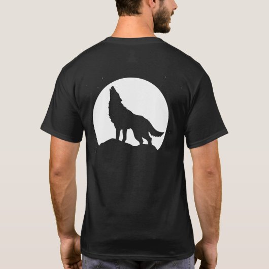 満月を仰ぐ狼の遠吠え Tシャツ (裏面)