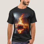 満月を入れて水に浮かぶ花 Tシャツ (正面)