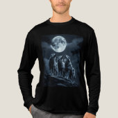 満月を眺める三匹の狼 - 三匹の狼 トライブレンドＴシャツ (正面)