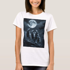 満月を眺める三匹の狼 - 三匹の狼 Tシャツ