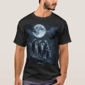 満月を眺める三匹の狼 - 三匹の狼 Tシャツ (正面)