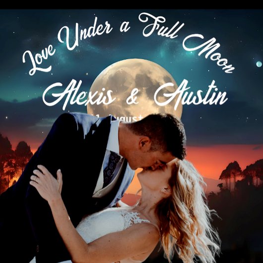 満月を背景に愛結婚を タペストリー