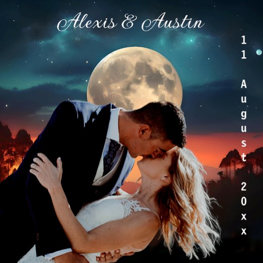 満月を背景に愛結婚を タペストリー