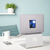 満月を見つめる猫 シール (デスク上のノートパソコン)