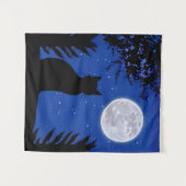 満月を見つめる猫 タペストリー (正面(横))