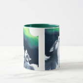 満月を迎えるかわいい狼とニワトリの吠え声 マグカップ (中央)