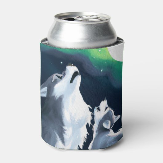 満月を迎えるかわいい狼とニワトリの吠え声 缶クーラー (缶正面)