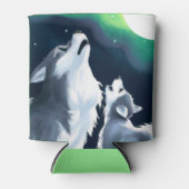 満月を迎えるかわいい狼とニワトリの吠え声 缶クーラー (正面)