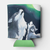 満月を迎えるかわいい狼とニワトリの吠え声 缶クーラー (裏面)