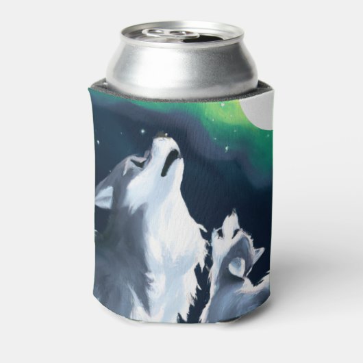 満月を迎えるかわいい狼とニワトリの吠え声 缶クーラー (缶裏面)