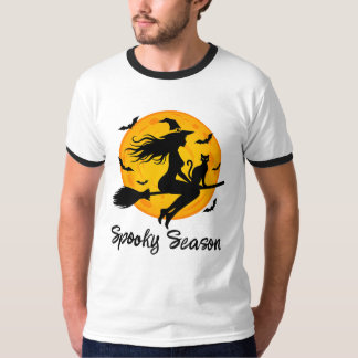 満月を飛ぶ魔女と黒猫 Tシャツ