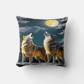 満月エレガントの下で狼が吠える クッション (正面)