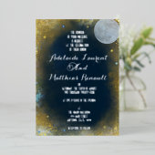 満月エレガント天結婚星:青と銀 箔招待状 (立ち正面)