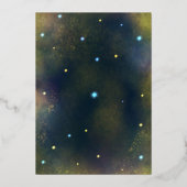 満月エレガント天結婚星:青と銀 箔招待状 (裏面)