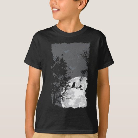満月カラス暗い森のコスチューム素晴らしハロ Tシャツ (正面)