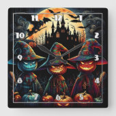 満月カラフルの三尾かかし スクエア壁時計 (正面)