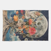 満月カラフル下の花 キッチンタオル (横)