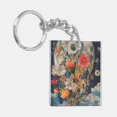 満月カラフル下の花 キーホルダー (正面左)