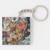 満月カラフル下の花 キーホルダー (裏面)