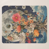 満月カラフル下の花 シェルパブランケット (正面(横))