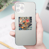 満月カラフル下の花 シール (スマートフォン)