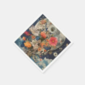 満月カラフル下の花 スタンダードカクテルナプキン (角)