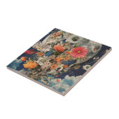 満月カラフル下の花 タイル (側面)