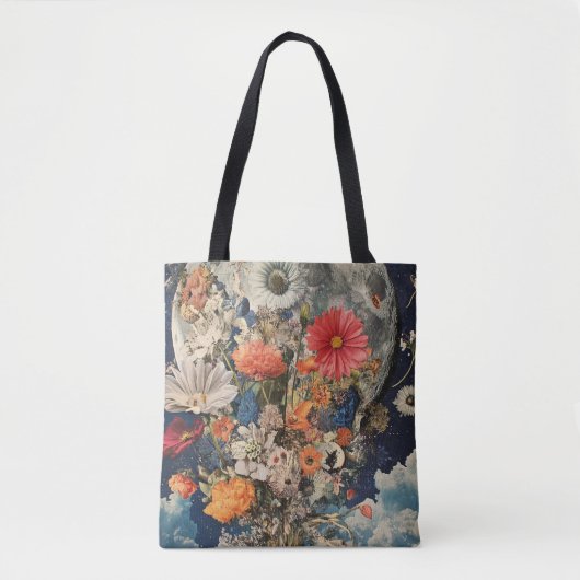 満月カラフル下の花 トートバッグ (正面)