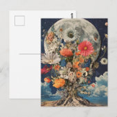 満月カラフル下の花 ポストカード (正面/裏面)