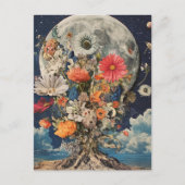 満月カラフル下の花 ポストカード (正面)