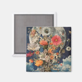 満月カラフル下の花 マグネット (正面/裏面)