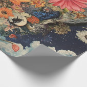 満月カラフル下の花 ラッピングペーパー (角)