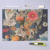 満月カラフル下の花 薄葉紙 (クラフト)