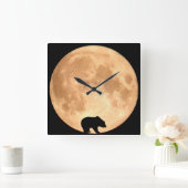 満月クマ スクエア壁時計 (ホーム)