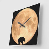 満月クマ スクエア壁時計 (傾斜)