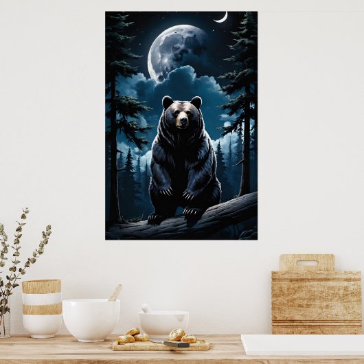 満月クマ ポスター (キッチン)