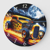 満月クラシックの下で走る改造 ラージ壁時計 (正面)