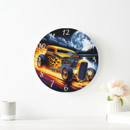 満月クラシックの下で走る改造 ラージ壁時計