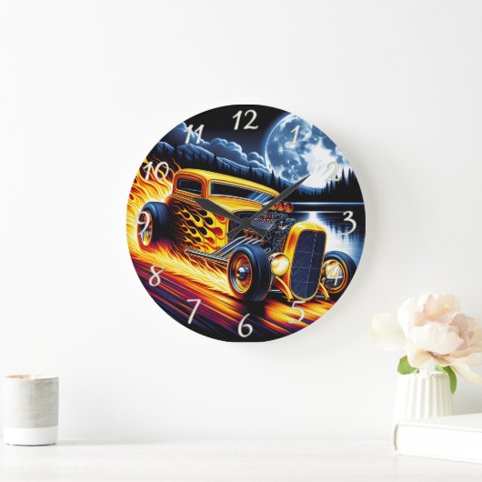 満月クラシックの下で走る改造 ラージ壁時計 (ホーム)