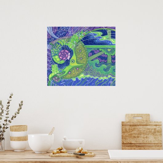 満月サーレアリスマーメイドファンタジーの夢 ポスター (キッチン)