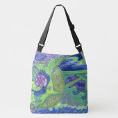 満月サーレアルアートマーメイドファンタジーの夢 クロスボディバッグ (正面)