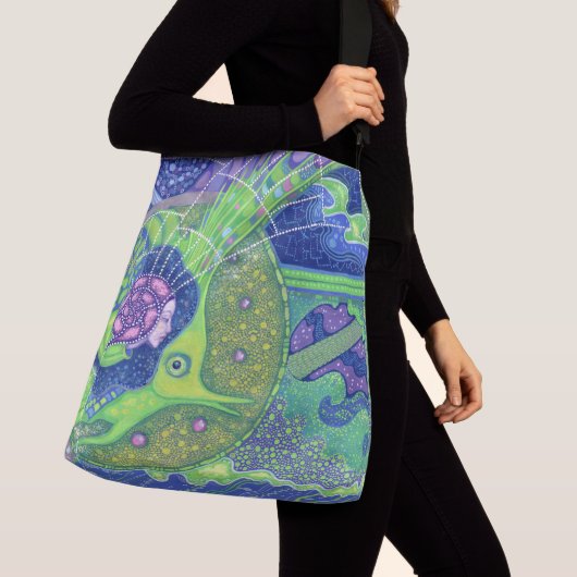 満月サーレアルアートマーメイドファンタジーの夢 クロスボディバッグ (クローズアップ)