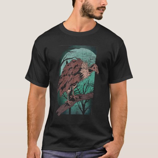 満月スカベンジャーバードトルコのハゲワシの月明かり Tシャツ (正面)