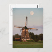 満月ハガキの下の風車 ポストカード (正面/裏面)