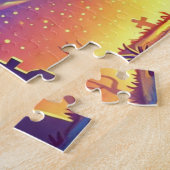 満月ハロウィンの下にかわいい怪物 ジグソーパズル (側面)