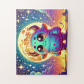 満月ハロウィンの下にかわいい怪物 ジグソーパズル (縦)