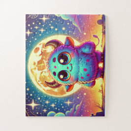 満月ハロウィンの下にかわいい怪物 ジグソーパズル