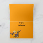 満月ハロウィン飛んでいるの夜の鳥とこうもり カード (内部)