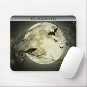 満月パーソナライズされたこうもりとレイヴン マウスパッド (マウス)